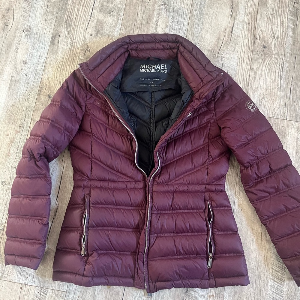 Michael Kors Women's Deep Plum Puffer Jacket